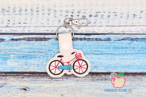 Bicycle with a Basket Keyfob Keychain