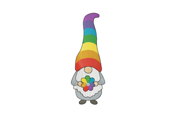 Rainbow Gnome with Rainbow Daisy